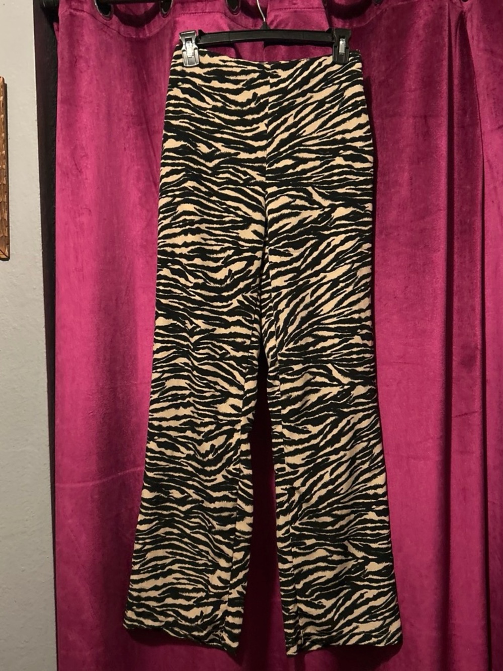 Divided Zebra Print Bootcut Pants in Black & Cream